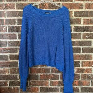 Blue Long Sleeve Cropped Boohoo Plus Size Sweater